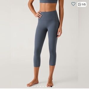Athleta Salutation Stash Capri’s in Granite Blue